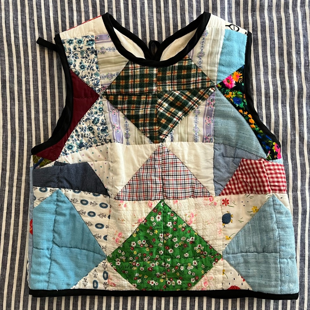 Carleen quilt vest with ties, one of a kind